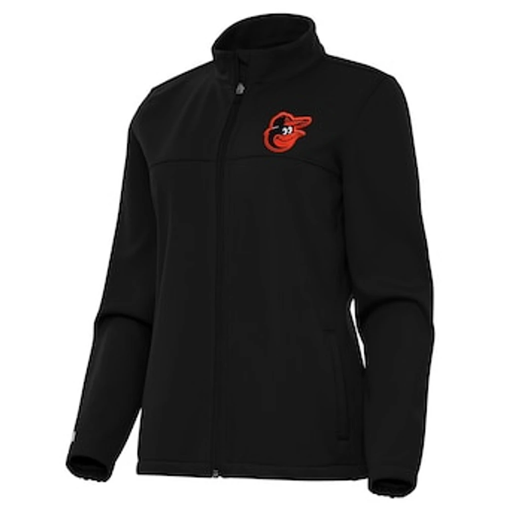 Women's Antigua Black Baltimore Orioles Links 2 Golf Full-Zip Jacket