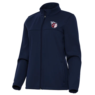 Women's Antigua Navy Cleveland Guardians Links 2 Golf Full-Zip Jacket