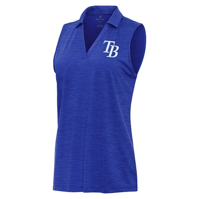 Women's Antigua Heather Royal Tampa Bay Rays Layout Sleeveless Polo