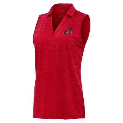 Women's Antigua Heather Red Arizona Diamondbacks Layout Sleeveless Polo