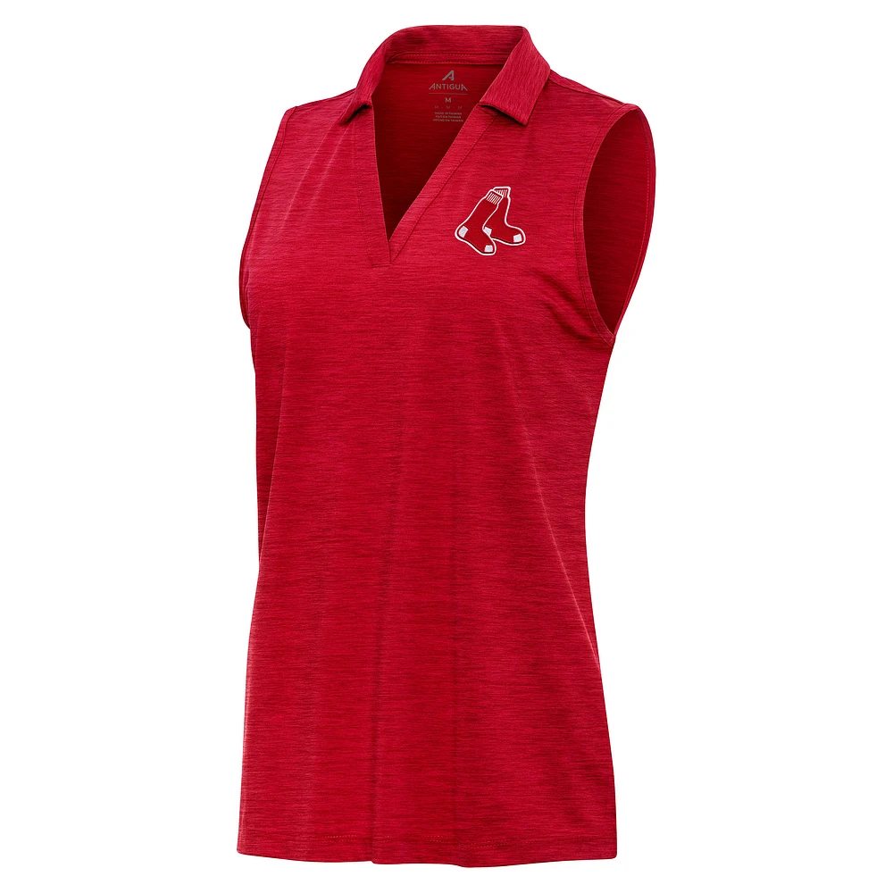 Women's Antigua Heather Red Boston Sox Layout Sleeveless Polo