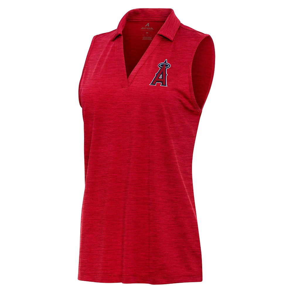 Women's Antigua Heather Red Los Angeles Angels Layout Sleeveless Polo