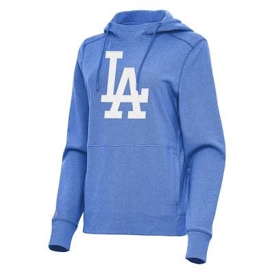 Women's Antigua Heather Royal Los Angeles Dodgers Justice Pullover Hoodie