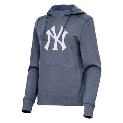Women's Antigua Heather Navy New York Yankees Justice Pullover Hoodie