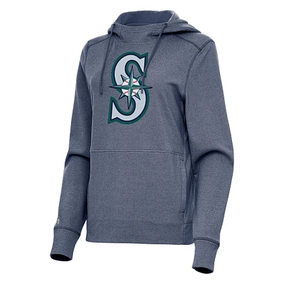 Women's Antigua Heather Navy Seattle Mariners Justice Pullover Hoodie