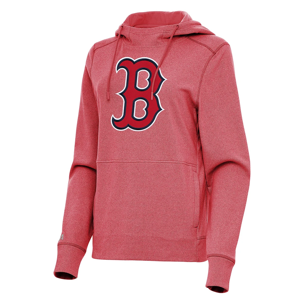 Women's Antigua Heather Red Boston Sox Justice Pullover Hoodie