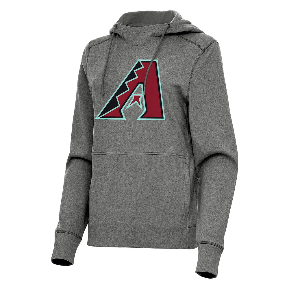 Women's Antigua Heather Black Arizona Diamondbacks Justice Pullover Hoodie