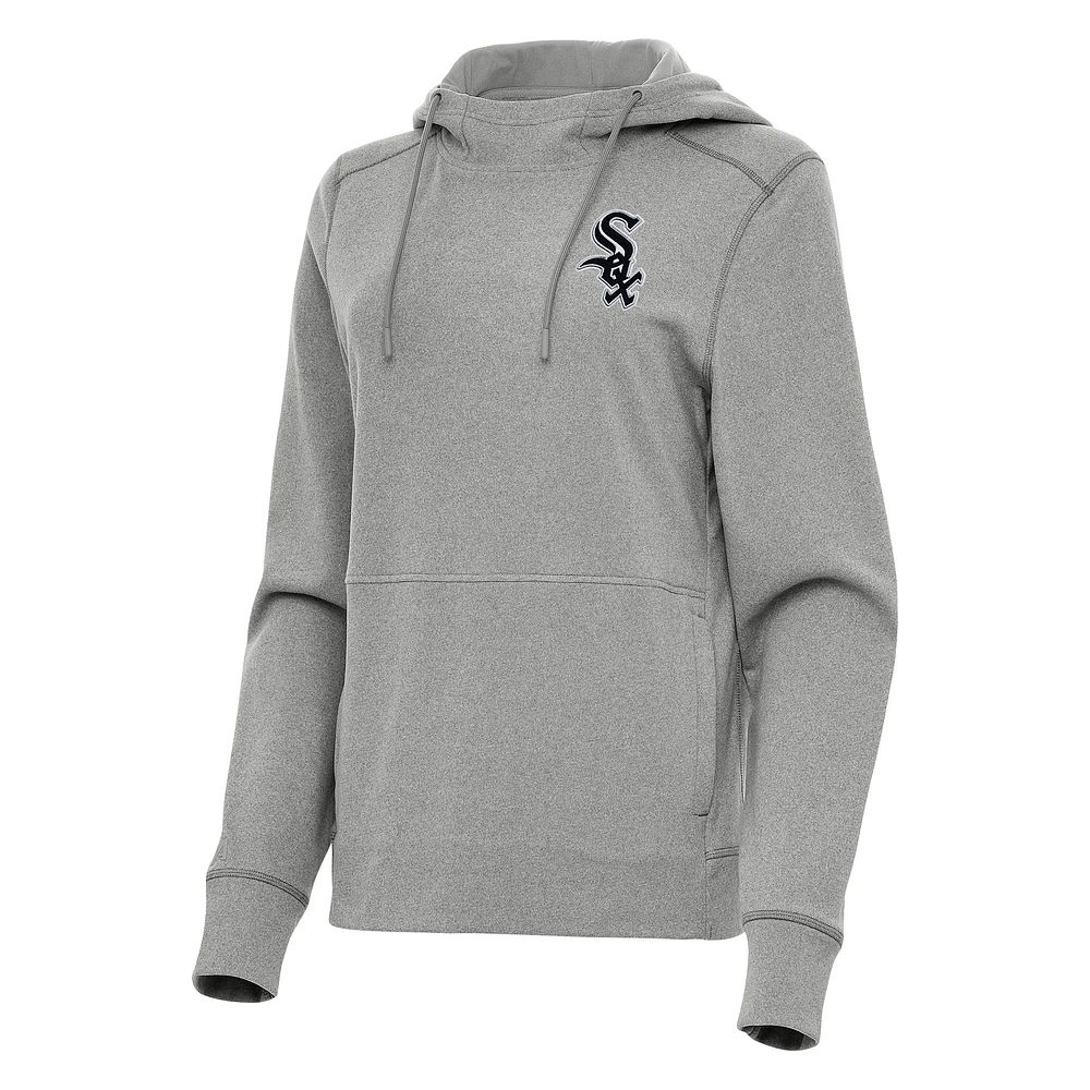 Women's Antigua Heather Gray Chicago White Sox Justice Pullover Hoodie