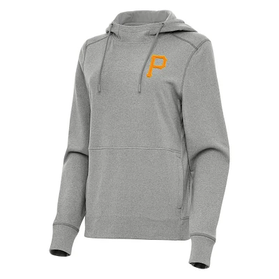 Women's Antigua Heather Gray Pittsburgh Pirates Justice Pullover Hoodie
