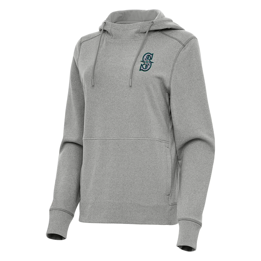 Women's Antigua Heather Gray Seattle Mariners Justice Pullover Hoodie