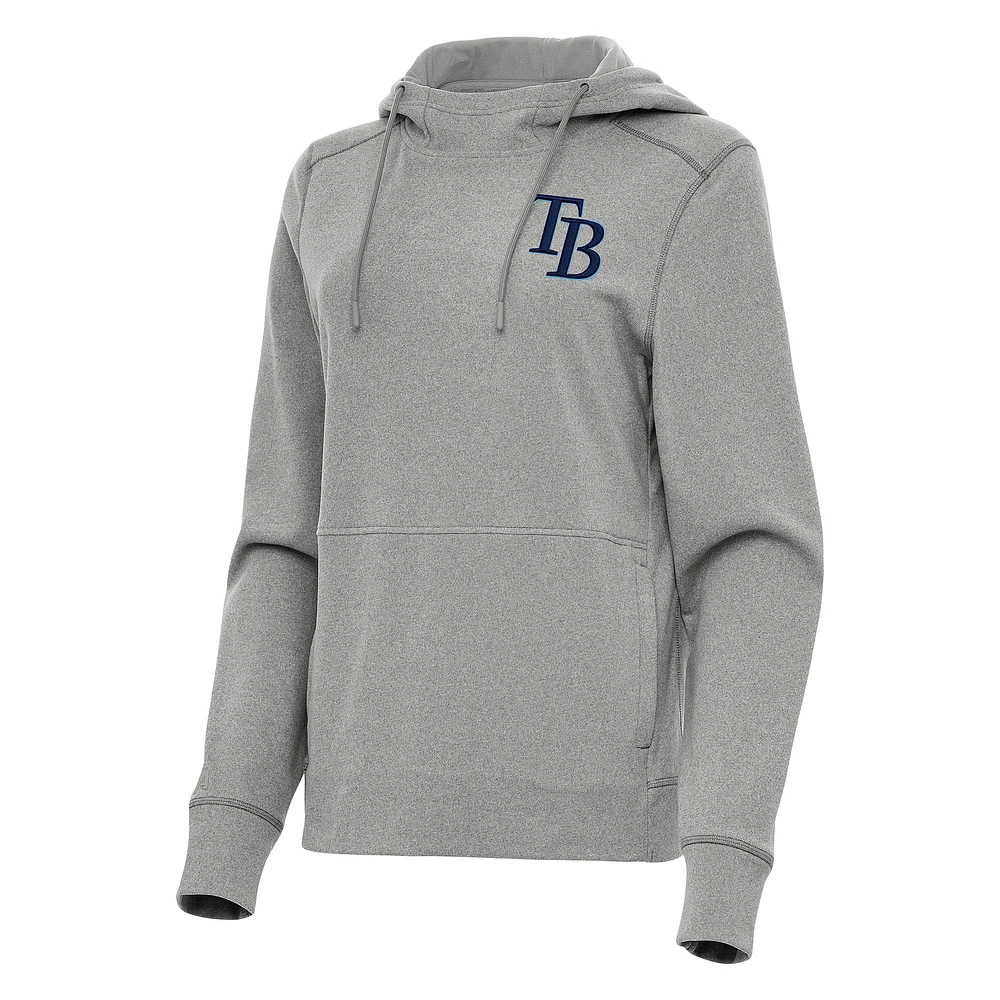 Women's Antigua Heather Gray Tampa Bay Rays Justice Pullover Hoodie