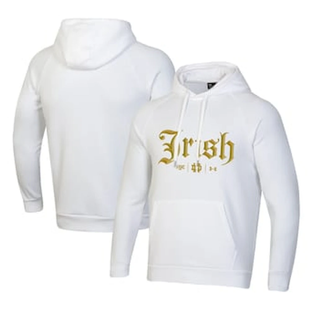 Men's Under Armour White Notre Dame Fighting Irish 2024 Shamrock Series Rival Fleece Pullover Hoodie