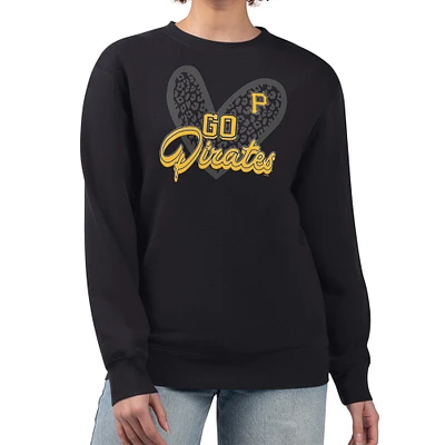 Women's G-III 4Her by Carl Banks Pittsburgh Pirates Leopard Heart Pullover Sweatshirt