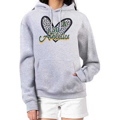 Women's G-III 4Her by Carl Banks Heather Gray Athletics Leopard Heart Pullover Hoodie