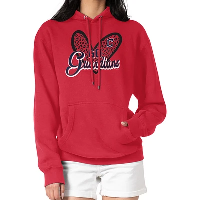 Women's G-III 4Her by Carl Banks Cleveland Guardians Leopard Heart Pullover Hoodie