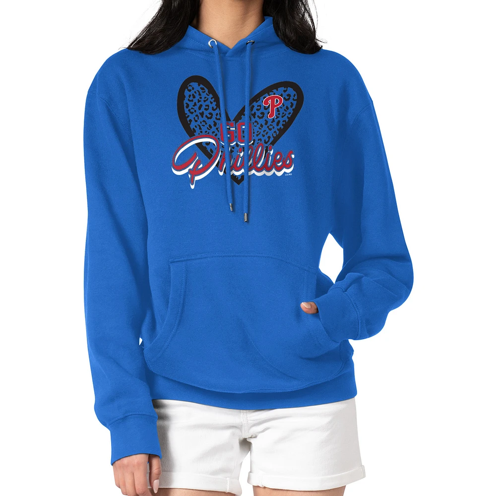 Women's G-III 4Her by Carl Banks Royal Philadelphia Phillies Leopard Heart Pullover Hoodie