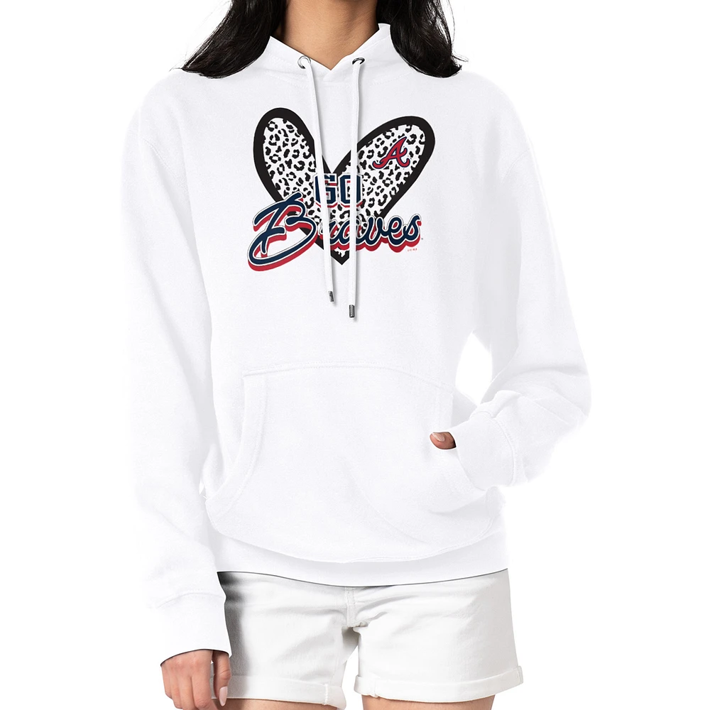 Women's G-III 4Her by Carl Banks Atlanta Braves Leopard Heart Pullover Hoodie