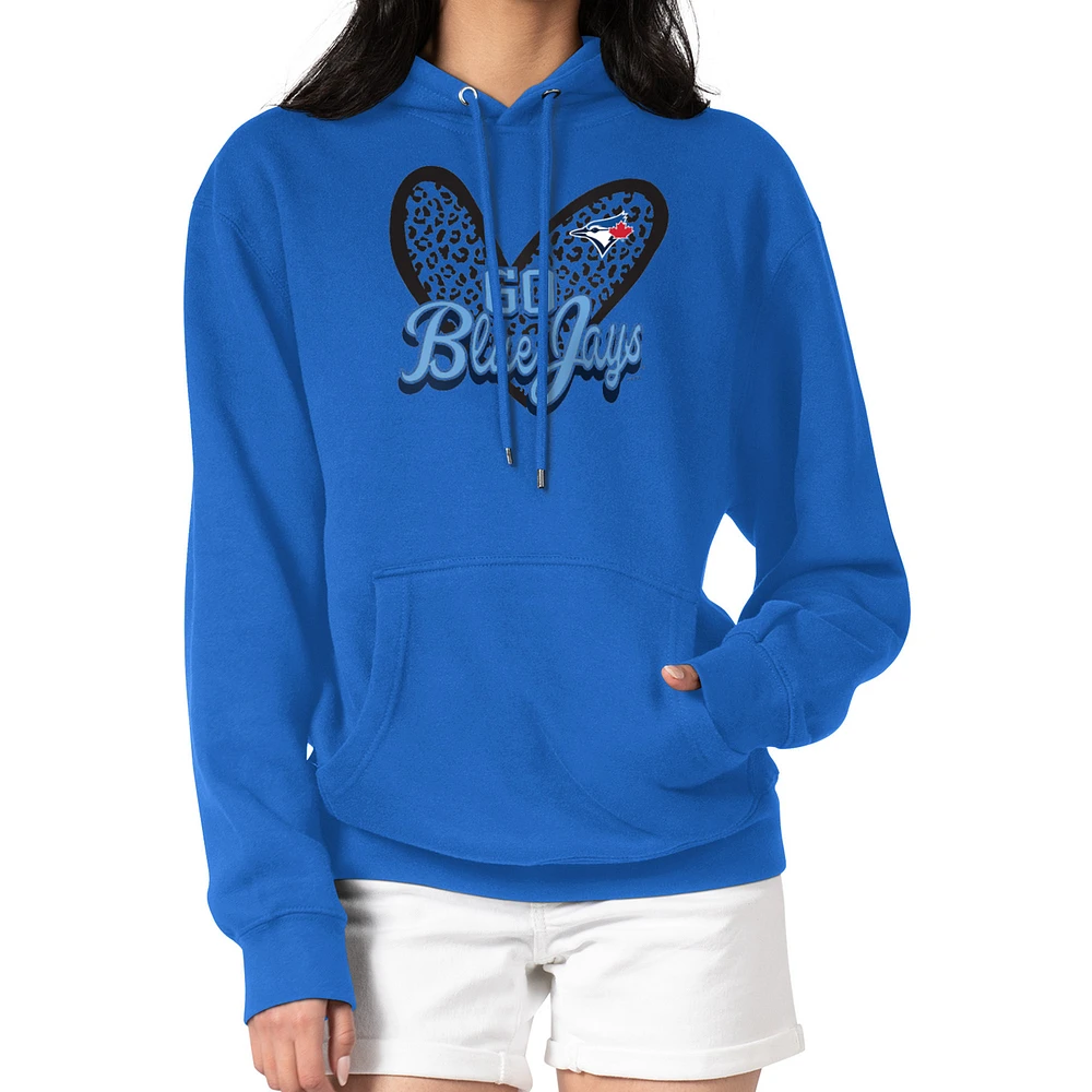 Women's G-III 4Her by Carl Banks Royal Toronto Blue Jays Leopard Heart Pullover Hoodie