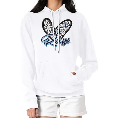 Women's G-III 4Her by Carl Banks White Tampa Bay Rays Leopard Heart Pullover Hoodie