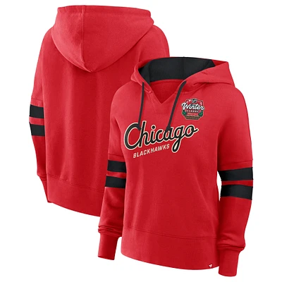 Women's Fanatics Red Chicago Blackhawks 2025 NHL Winter Classic Seize Fleece Pullover Hoodie