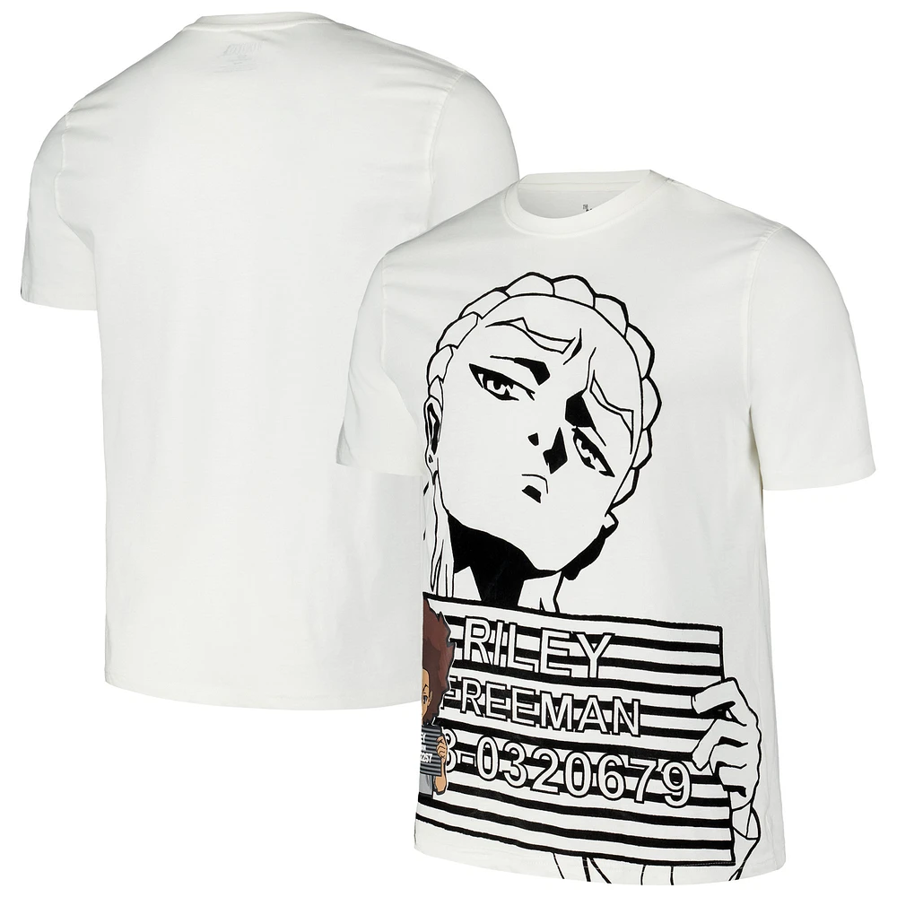 Men's Cream The Boondocks Riley and Huey Mug Shot T-Shirt