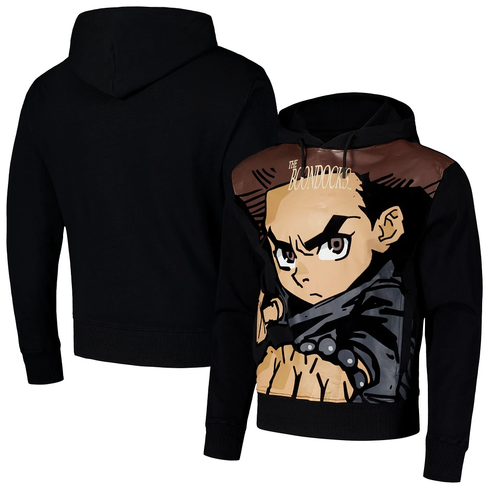 Men's Black The Boondocks Huey Close-Up Pullover Hoodie