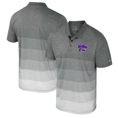 Men's Colosseum Gray Kansas State Wildcats Striped Mesh Polo