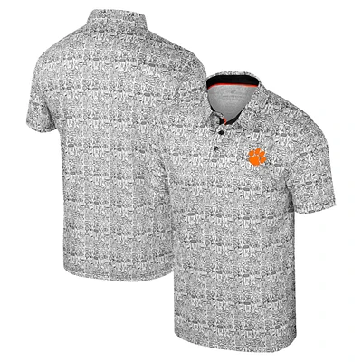 Men's Colosseum Black Clemson Tigers It's Time! Allover Print Polo
