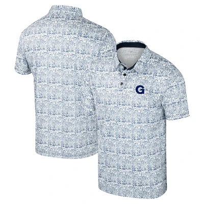 Men's Colosseum Navy Georgetown Hoyas It's Time! Allover Print Polo