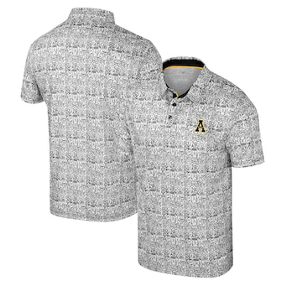 Men's Colosseum Black Appalachian State Mountaineers It's Time! Allover Print Polo