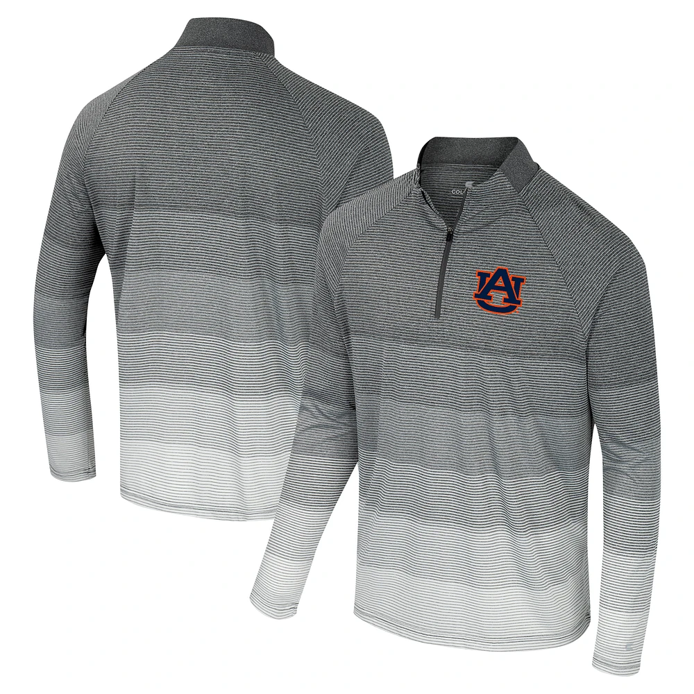 Men's Colosseum Gray Auburn Tigers AI Striped Mesh Quarter-Zip Raglan Windshirt