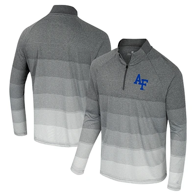 Men's Colosseum Gray Air Force Falcons AI Striped Mesh Quarter-Zip Raglan Windshirt