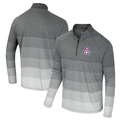 Men's Colosseum Gray Arizona Wildcats AI Striped Mesh Quarter-Zip Raglan Windshirt