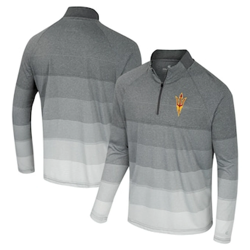 Men's Colosseum Gray Arizona State Sun Devils AI Striped Mesh Quarter-Zip Raglan Windshirt