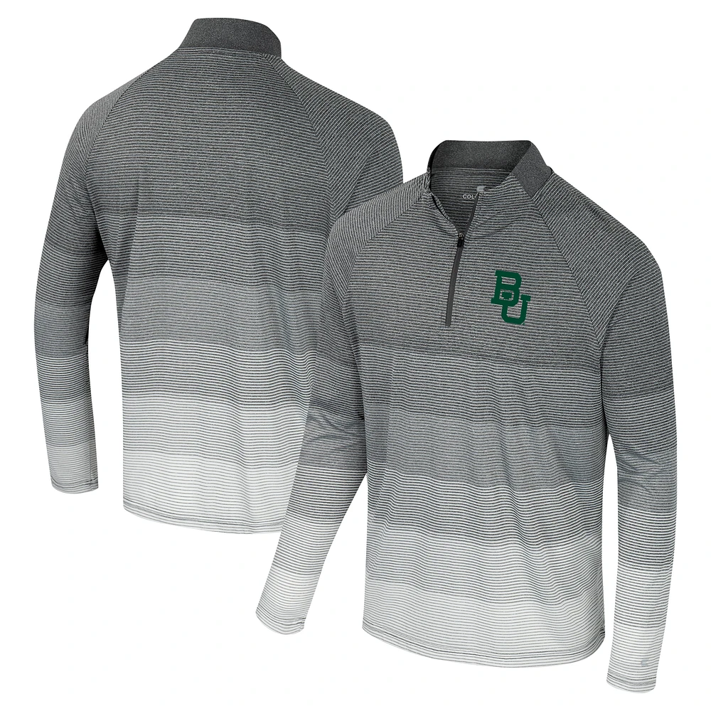 Men's Colosseum Gray Baylor Bears AI Striped Mesh Quarter-Zip Raglan Windshirt
