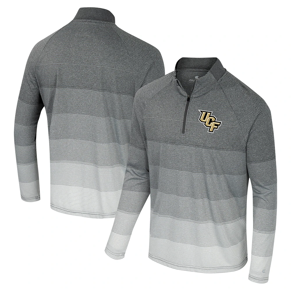 Men's Colosseum Gray UCF Knights AI Striped Mesh Quarter-Zip Raglan Windshirt