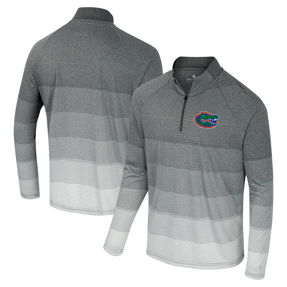 Men's Colosseum Gray Florida Gators AI Striped Mesh Quarter-Zip Raglan Windshirt