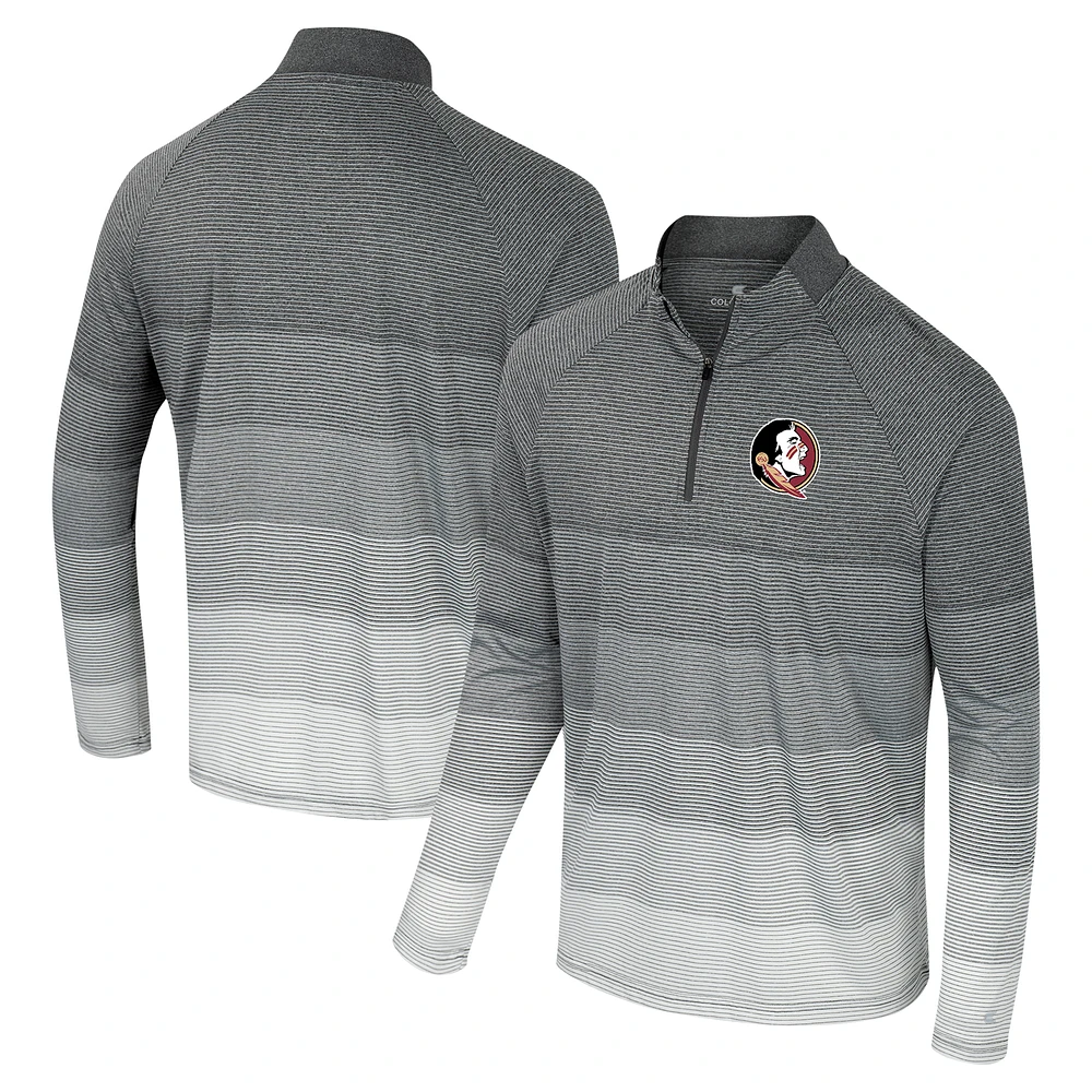 Men's Colosseum Gray Florida State Seminoles AI Striped Mesh Quarter-Zip Raglan Windshirt