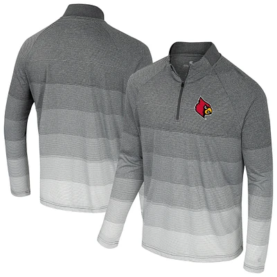 Men's Colosseum Gray Louisville Cardinals AI Striped Mesh Quarter-Zip Raglan Windshirt