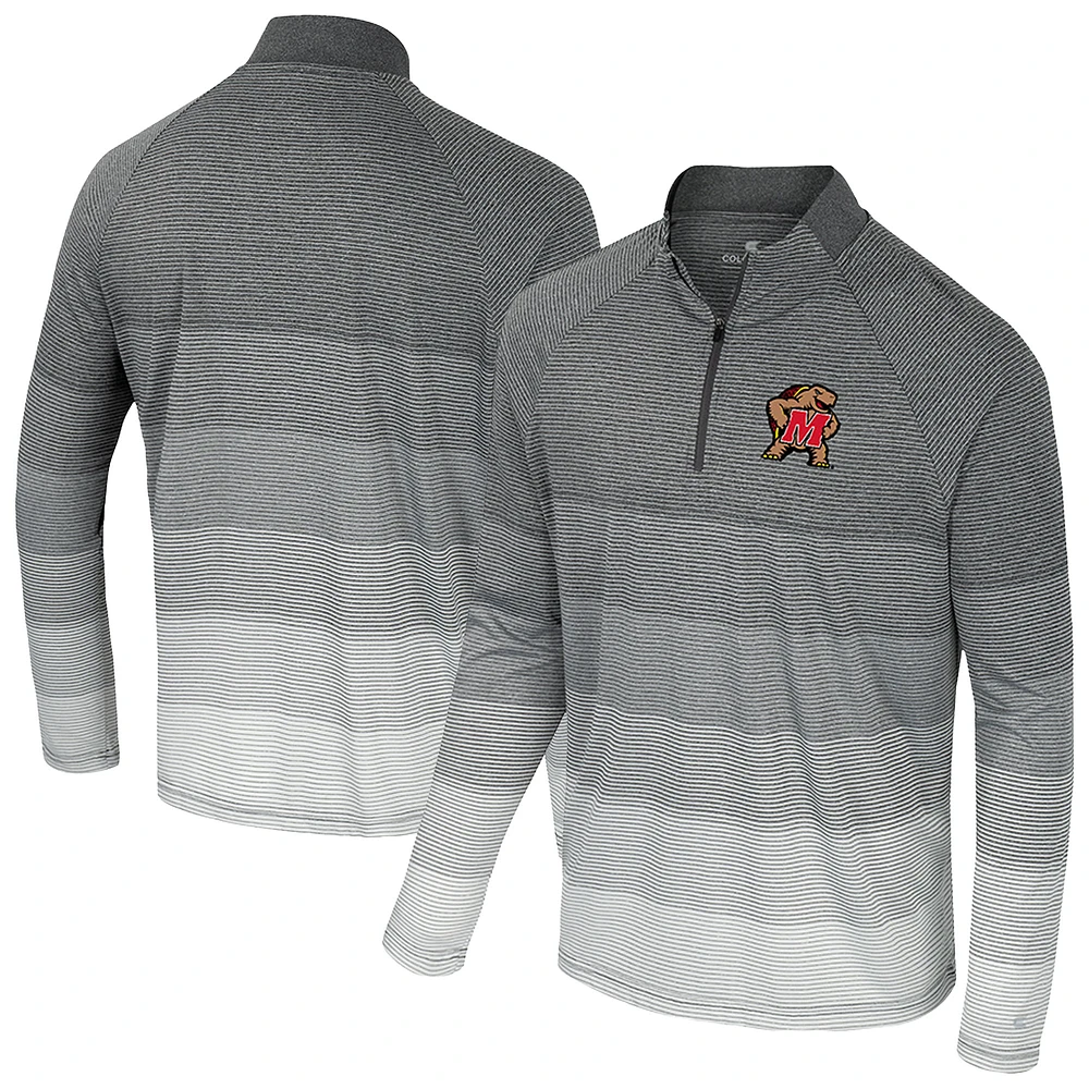 Men's Colosseum Gray Maryland Terrapins AI Striped Mesh Quarter-Zip Raglan Windshirt