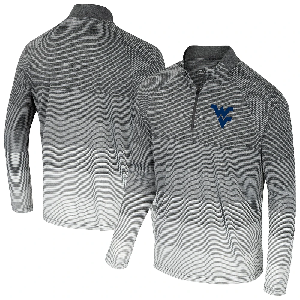 Men's Colosseum Gray West Virginia Mountaineers AI Striped Mesh Quarter-Zip Raglan Windshirt