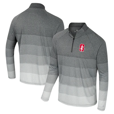 Men's Colosseum Gray Stanford Cardinal AI Striped Mesh Quarter-Zip Raglan Windshirt