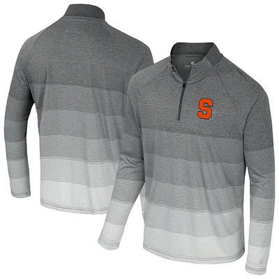 Men's Colosseum Gray Syracuse Orange AI Striped Mesh Quarter-Zip Raglan Windshirt
