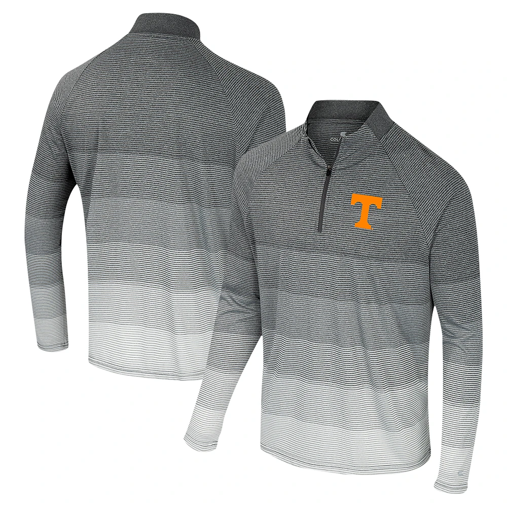 Men's Colosseum Gray Tennessee Volunteers AI Striped Mesh Quarter-Zip Raglan Windshirt