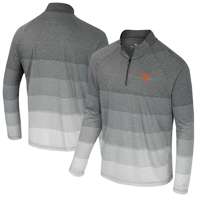 Men's Colosseum Gray Texas Longhorns AI Striped Mesh Quarter-Zip Raglan Windshirt
