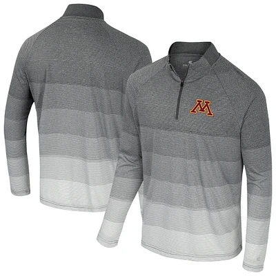 Men's Colosseum Gray Minnesota Golden Gophers AI Striped Mesh Quarter-Zip Raglan Windshirt