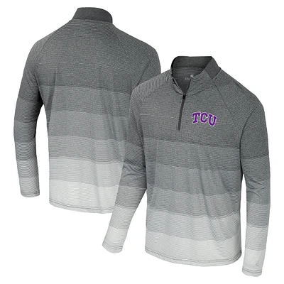 Men's Colosseum Gray TCU Horned Frogs AI Striped Mesh Quarter-Zip Raglan Windshirt