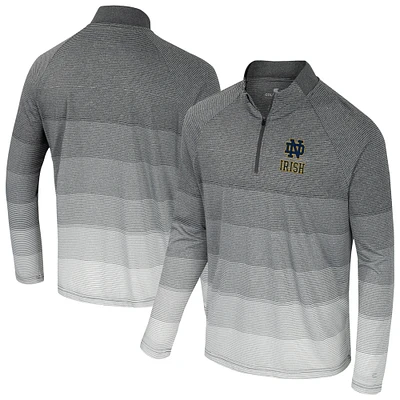 Men's Colosseum Gray Notre Dame Fighting Irish AI Striped Mesh Quarter-Zip Raglan Windshirt