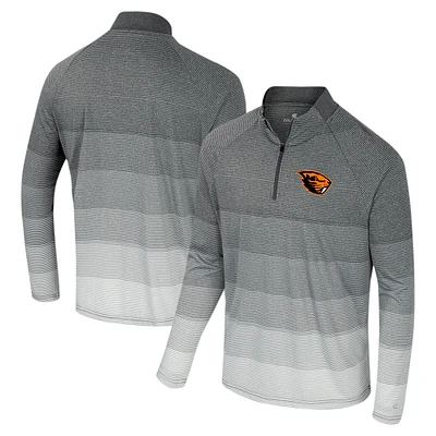 Men's Colosseum Gray Oregon State Beavers AI Striped Mesh Quarter-Zip Raglan Windshirt