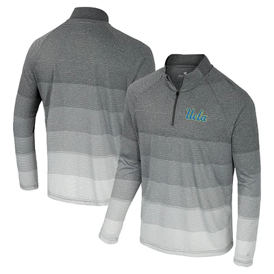 Men's Colosseum Gray UCLA Bruins AI Striped Mesh Quarter-Zip Raglan Windshirt